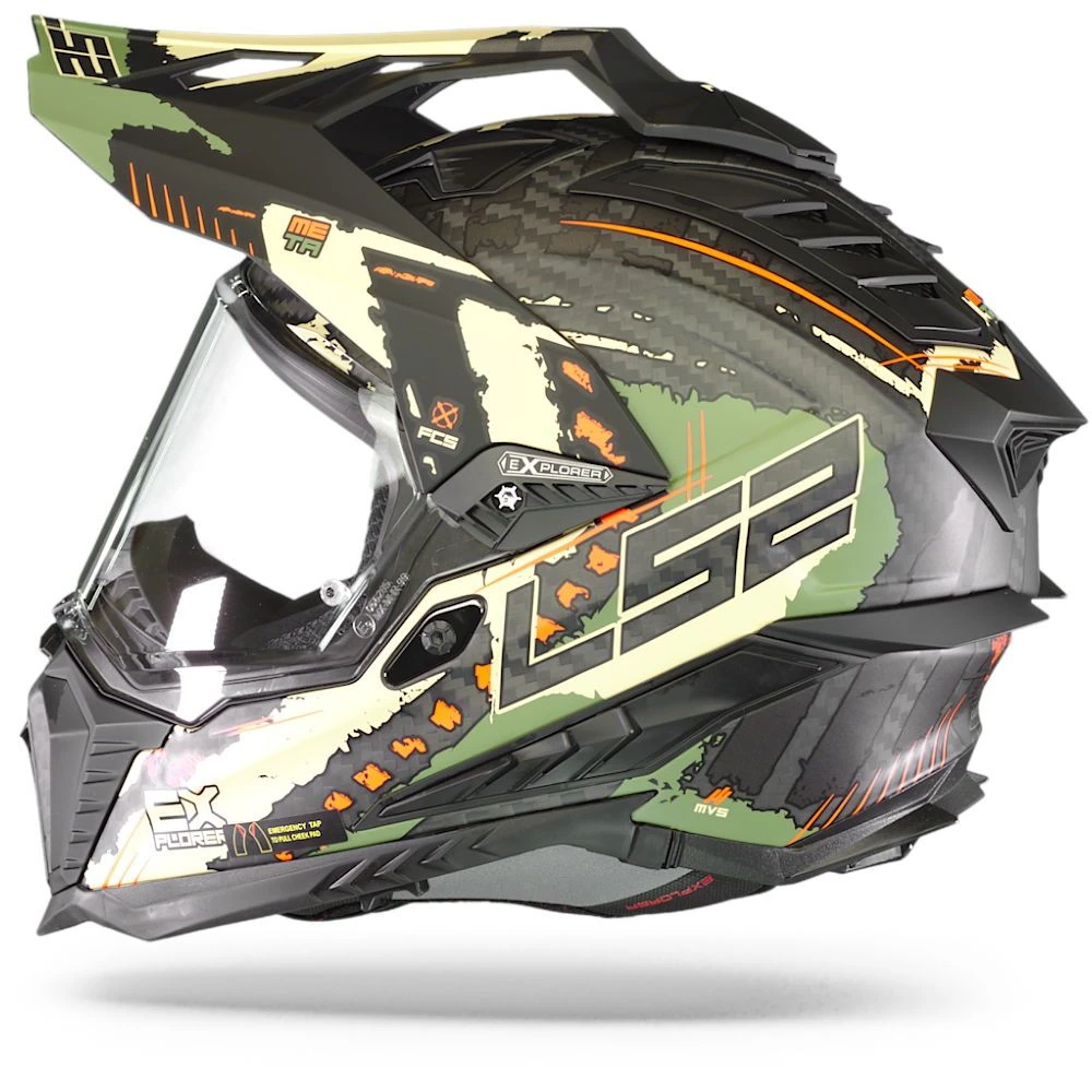 LS2 MX701 C Explorer Extend Mat Military Groen Adventure Helm 4 LS2 MX701 C Explorer Extend Mat Military Groen Adventure Helm - Afbeelding 4
