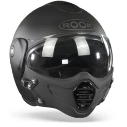 ROOF Roadster Iron Mat Zwart Zwart Jethelm -Motorfietsuitrusting Winkel Roof roadster iron mat black black.35