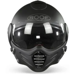 ROOF Roadster Iron Mat Zwart Zilver Jethelm 11 ROOF Roadster Iron Mat Zwart Zilver Jethelm -Motorfietsuitrusting Winkel Roof roadster iron mat black silver.01