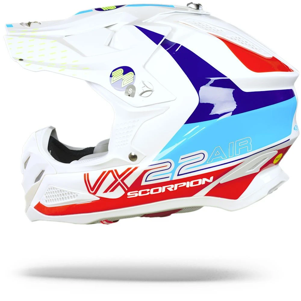 Scorpion VX-22 Air Ares Wit-Blauw-Rood Crosshelm 1 Scorpion VX-22 Air Ares Wit-Blauw-Rood Crosshelm