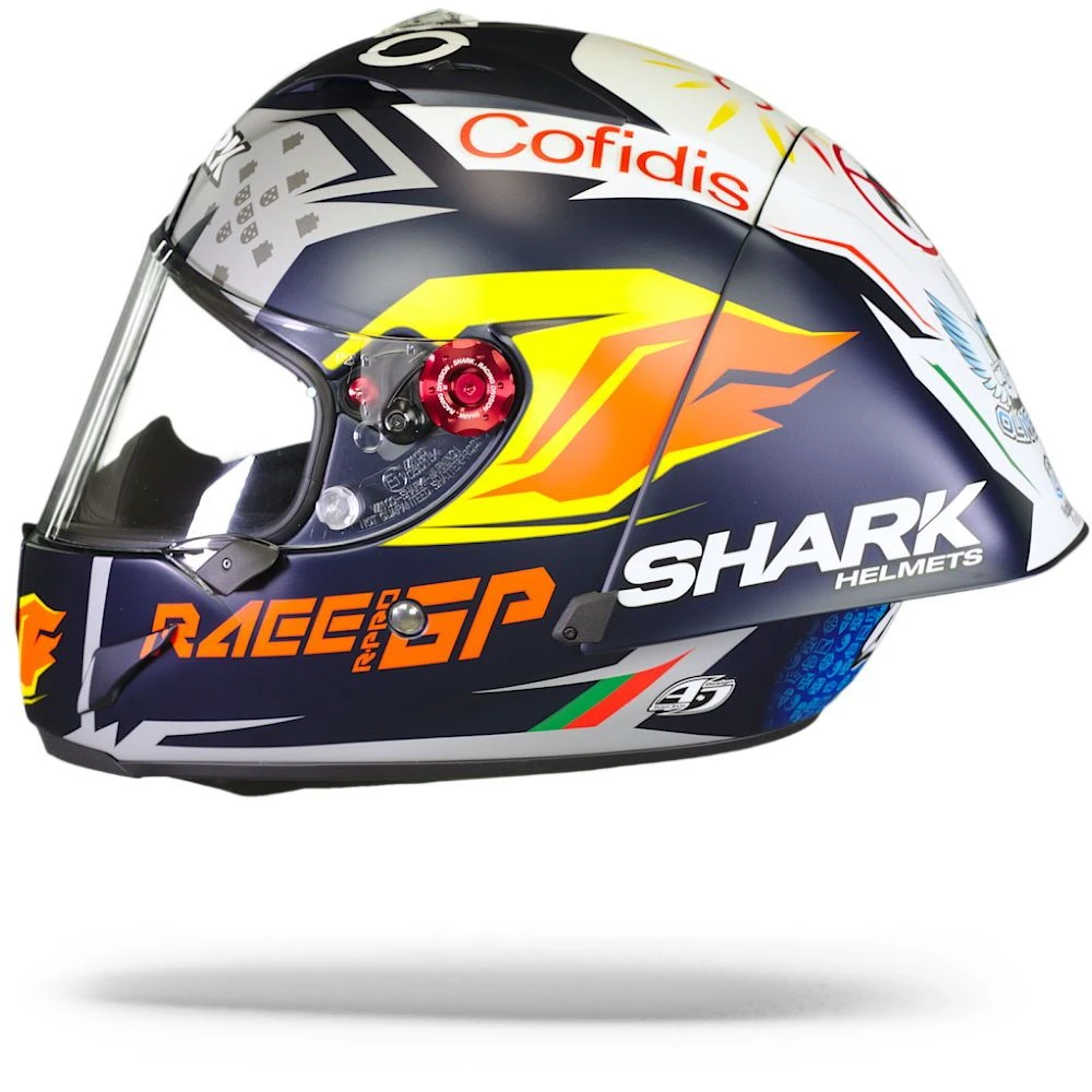 Shark Race-R Pro GP Oliveira Signature Mat Blauw Zilver Wit BSW Integraalhelm 3 Shark Race-R Pro GP Oliveira Signature Mat Blauw Zilver Wit BSW Integraalhelm - Afbeelding 3