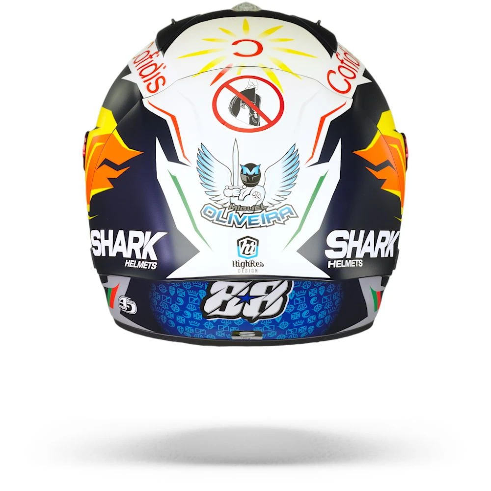 Shark Race-R Pro GP Oliveira Signature Mat Blauw Zilver Wit BSW Integraalhelm 4 Shark Race-R Pro GP Oliveira Signature Mat Blauw Zilver Wit BSW Integraalhelm - Afbeelding 4