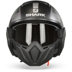 Shark Street Drak Tribute Rm Mat Zwart Chrom Zilver KUS Jethelm -Motorfietsuitrusting Winkel Shark street drak tribute rm matt black chrom silver kus.01