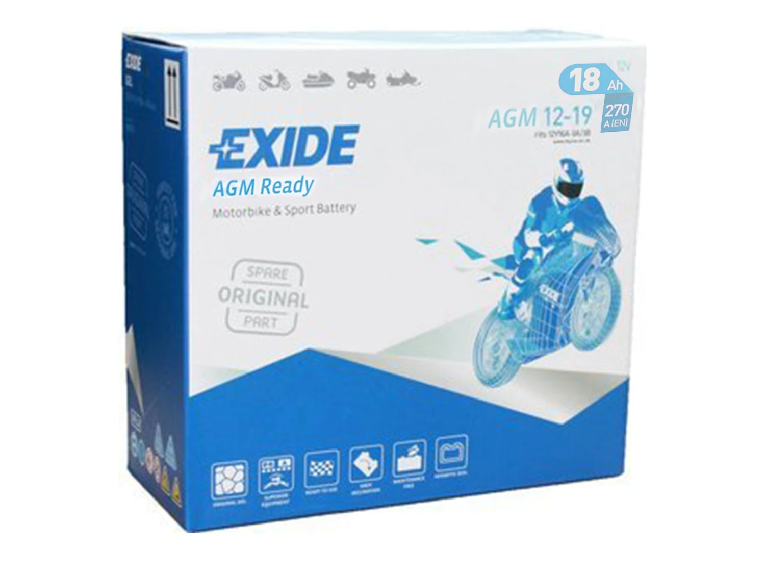 Exide AGM 12-19 Onderhoudsvrije Motoraccu 1 Exide AGM 12-19 Onderhoudsvrije Motoraccu