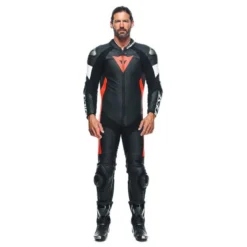 Dainese Tosa 1 Pcs Leather Suit Perf Black Fluo Red White -Motorfietsuitrusting Winkel dainese tosa 1 pcs leather suit perf black fluo red white 3