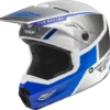 FLY Racing Kinetic Drift Blauw Charcoal Wit Crosshelm
