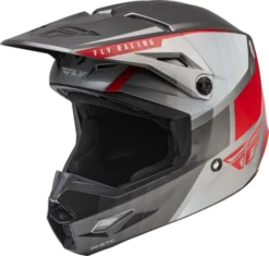 FLY Racing Kinetic Drift Charcoal Lite Grijs Rood Crosshelm