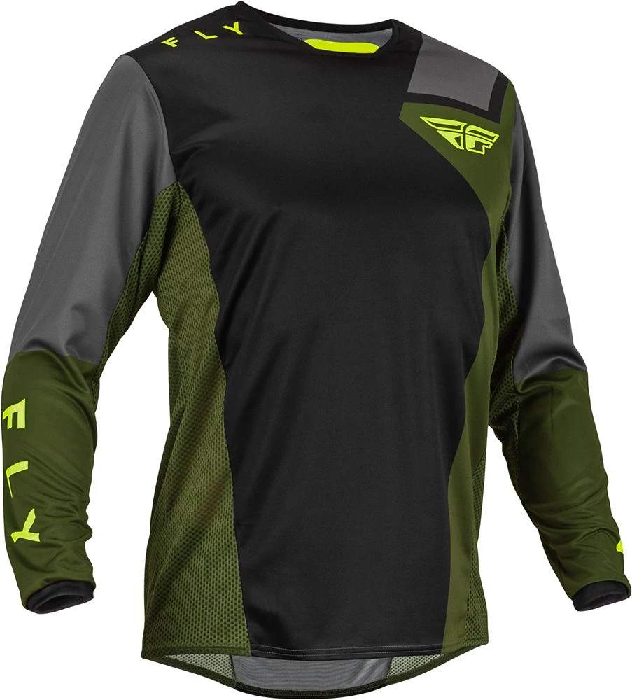 Fly Racing MX Jersey Kinetic Jet Black Olive Hi-Vis 2 Fly Racing MX Jersey Kinetic Jet Black Olive Hi-Vis - Afbeelding 2
