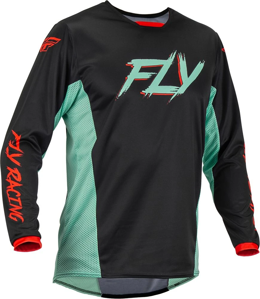 Fly Racing MX Jersey Kinetic S.E. Rave Black Mint Red 2 Fly Racing MX Jersey Kinetic S.E. Rave Black Mint Red - Afbeelding 2