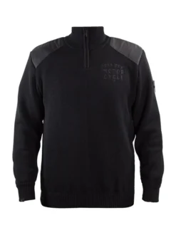 John Doe Knit Pullover Zwart Zip Small Logo -Motorfietsuitrusting Winkel jdp5002 pullover logo small front 1