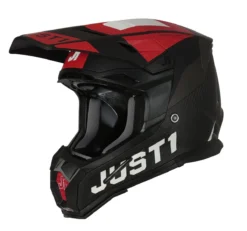 Just1 Helmet J-22 Adrenaline Rood Wit Carbon Mat Crosshelm