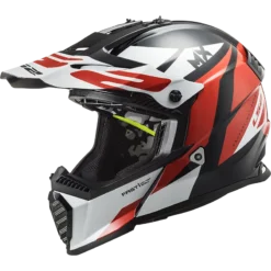 LS2 MX437 Fast Evo Strike Zwart Wit Rood Crosshelm