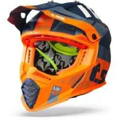 LS2 MX437 Fast Evo Xcode Mat Fl. Oranje Blauw Crosshelm -Motorfietsuitrusting Winkel ls2 mx437 fast evo xcode matt fl orange blue frontpage