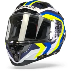 LS2 FF327 Challenger Galactic Glans Wit Geel Blauw Integraalhelm