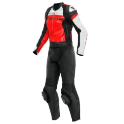 Dainese Mirage Lady Leather 2PCS Suit Black Lava Red White
