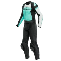 Dainese Mirage Lady Leather 2PCS Suit Black Acqua Green Glacier Gray