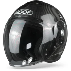 ROOF Voyager Carbon Glans Zilver Strip Jethelm 9 ROOF Voyager Carbon Glans Zilver Strip Jethelm -Motorfietsuitrusting Winkel ro38 voyager carbon glossy silver strip frontpage