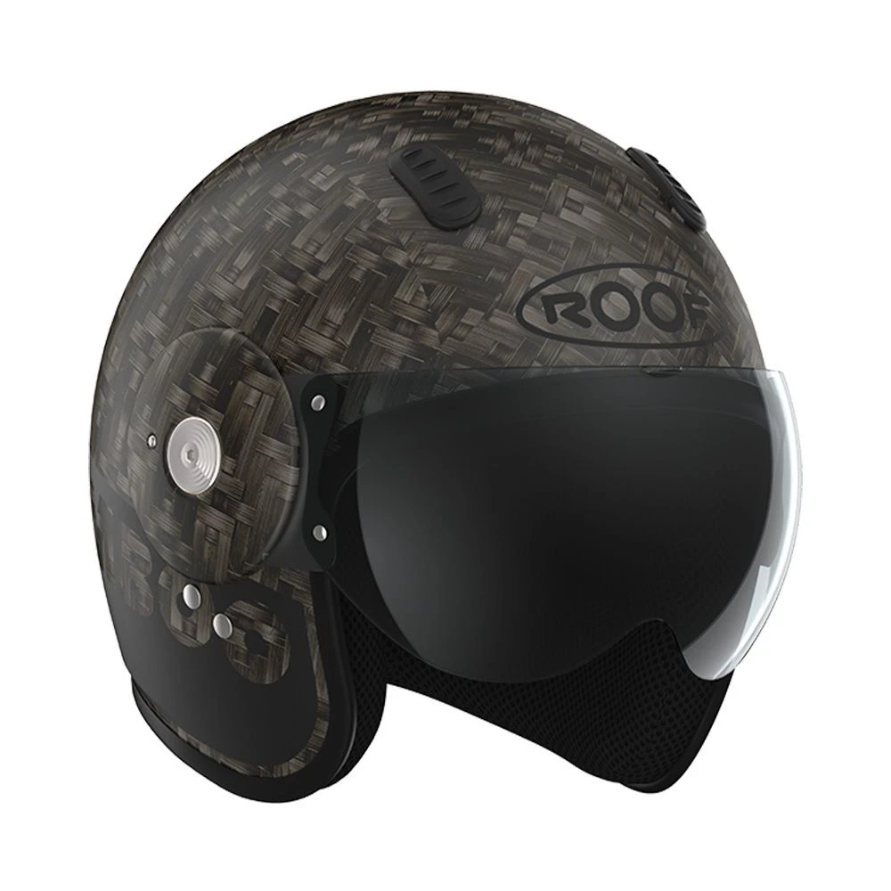 ROOF Bamboo Zwart Mat Jet Helm 4 ROOF Bamboo Zwart Mat Jet Helm - Afbeelding 4