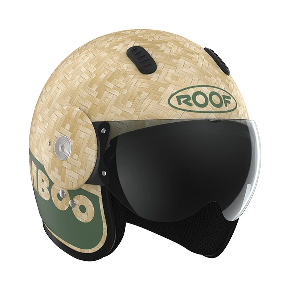 ROOF Bamboo Pure Mat Khaki Jet Helm 4 ROOF Bamboo Pure Mat Khaki Jet Helm - Afbeelding 4