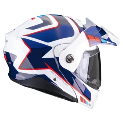 Scorpion ADX-2 Camino Pearl Wit-Blauw-Rood Adventure Helm -Motorfietsuitrusting Winkel scorpion adx 2 camino pearl white blue red 2