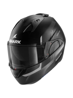 Shark Evo ES Kryd Mat Zwart Antraciet Zilver KAS Systeemhelm -Motorfietsuitrusting Winkel shark evo es kryd mat black anthracite silver kas 1