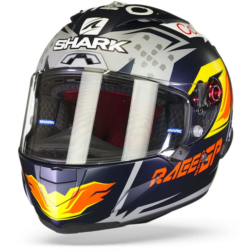 Shark Race-R Pro GP Oliveira Signature Mat Blauw Zilver Wit BSW Integraalhelm 2 Shark Race-R Pro GP Oliveira Signature Mat Blauw Zilver Wit BSW Integraalhelm - Afbeelding 2
