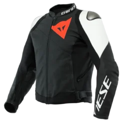 Dainese Sportiva Leather Jacket Black Matt Black Matt White